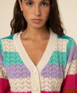 FRNCH New Arrivals Evelyne Rainbow Crochet Cardigan