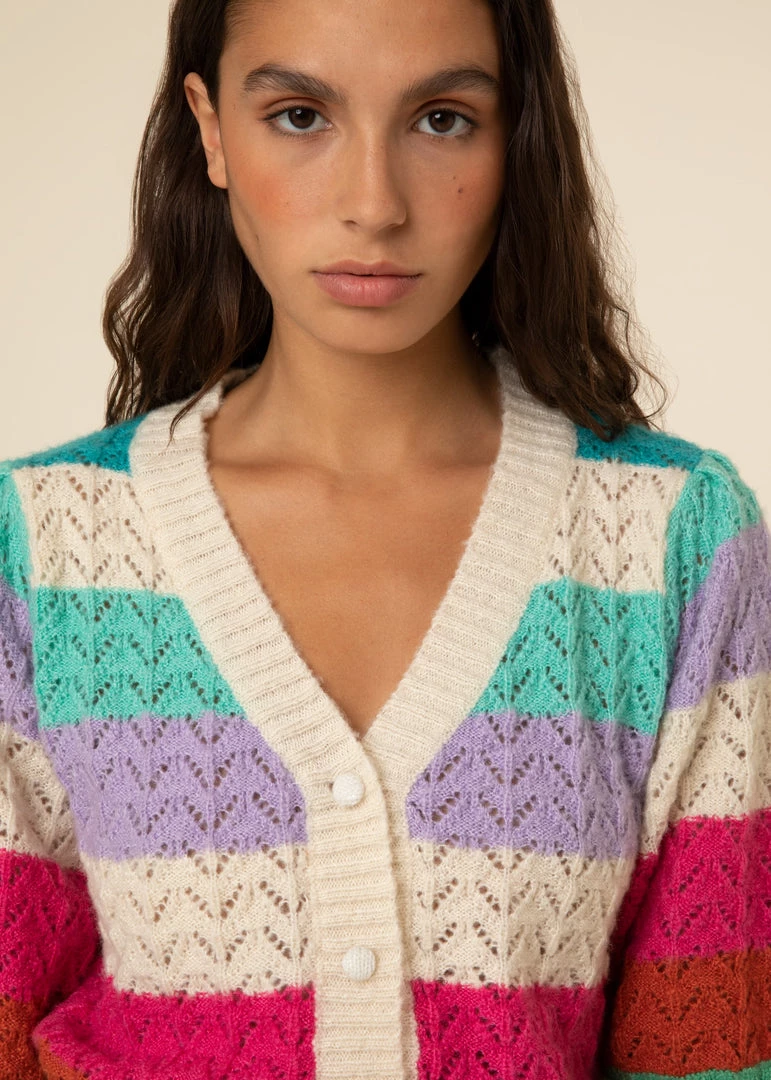 FRNCH New Arrivals Evelyne Rainbow Crochet Cardigan
