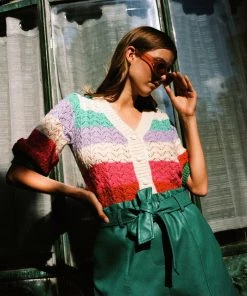 FRNCH New Arrivals Evelyne Rainbow Crochet Cardigan