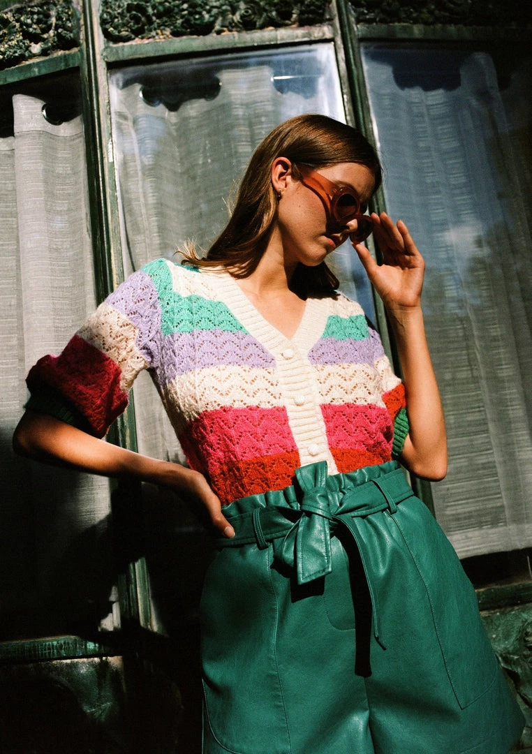 FRNCH New Arrivals Evelyne Rainbow Crochet Cardigan