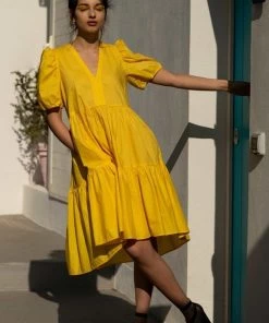 Lolitas & L Abilio Yellow Ruffle Tier Dress New Arrivals
