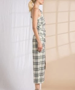 Lena Adara Plaid Overlap Asymmetrical Midi Dress New Arrivals