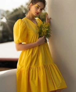 Lolitas & L Abilio Yellow Ruffle Tier Dress New Arrivals