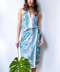 New Arrivals Eva Franco Botanical Skirt Set - Teal And Pink