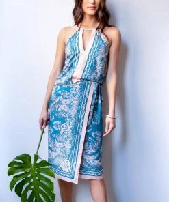 New Arrivals Eva Franco Botanical Skirt Set - Teal And Pink