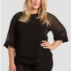 Standards & Practices New Arrivals Caridad Black Short Sleeved Sheer Boxy Top