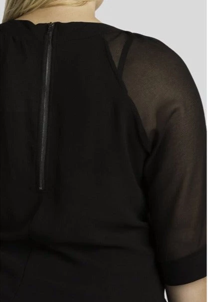 Standards & Practices New Arrivals Caridad Black Short Sleeved Sheer Boxy Top