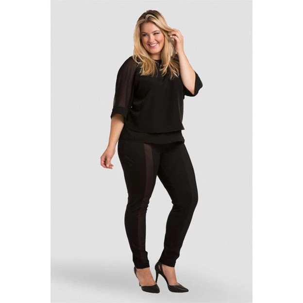 Standards & Practices New Arrivals Caridad Black Short Sleeved Sheer Boxy Top