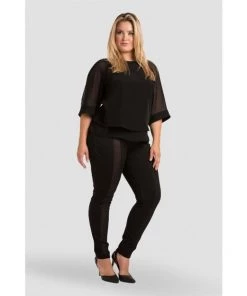 Standards & Practices New Arrivals Caridad Black Short Sleeved Sheer Boxy Top