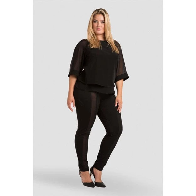 Standards & Practices New Arrivals Caridad Black Short Sleeved Sheer Boxy Top