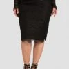 Standards & Practices New Arrivals Efren Black Ponte Lace Zipper Pencil Skirt