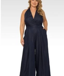 Standards & Practices Maceo Deep V-Neck Halter Backless Jumpsuit New Arrivals