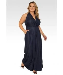 Standards & Practices Maceo Deep V-Neck Halter Backless Jumpsuit New Arrivals