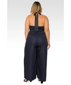 Standards & Practices Maceo Deep V-Neck Halter Backless Jumpsuit New Arrivals