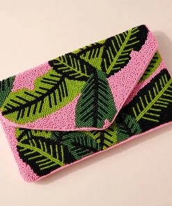 Ms. Meri Mak Handmade Palm Leaf Beaded Clutch Bag
