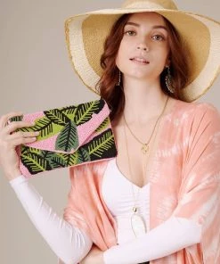 Ms. Meri Mak Handmade Palm Leaf Beaded Clutch Bag