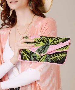Ms. Meri Mak Handmade Palm Leaf Beaded Clutch Bag