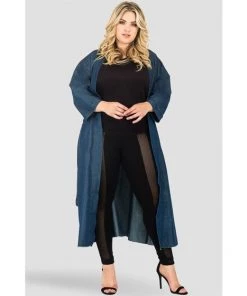 Standards & Practices Sancha Denim Bird Print Kimono Duster Jacket New Arrivals