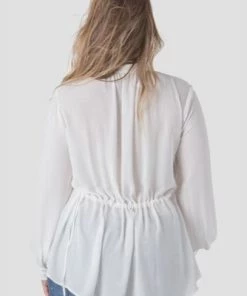 Standards & Practices Caridad Tuxedo Pleat High Low Chiffon Blouse