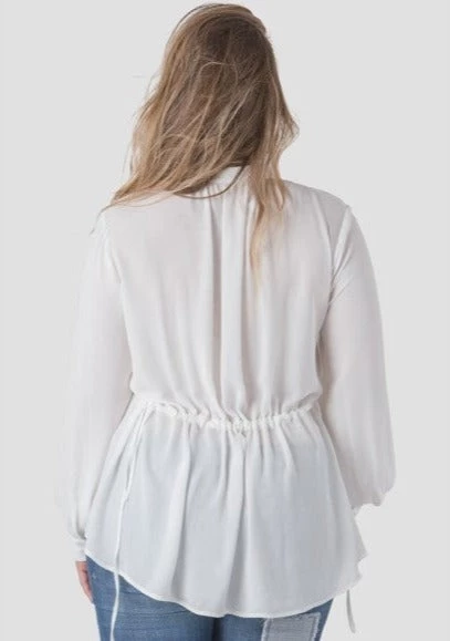 Standards & Practices Caridad Tuxedo Pleat High Low Chiffon Blouse