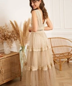 CHOKLATE PARIS Aali Tiered Tulle Midi Dress