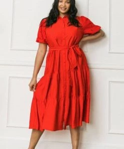 Ms. Meri Mak New Arrivals Ajay Plus Size Midi Shirt Dress