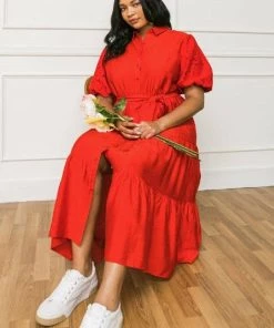 Ms. Meri Mak New Arrivals Ajay Plus Size Midi Shirt Dress