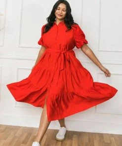 Ms. Meri Mak New Arrivals Ajay Plus Size Midi Shirt Dress