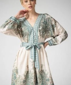 Lena Abrielle Paisley Mini Dress With Belt