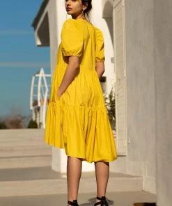 Lolitas & L Abilio Yellow Ruffle Tier Dress New Arrivals