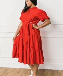 Ms. Meri Mak New Arrivals Ajay Plus Size Midi Shirt Dress