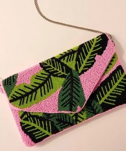 Ms. Meri Mak Handmade Palm Leaf Beaded Clutch Bag