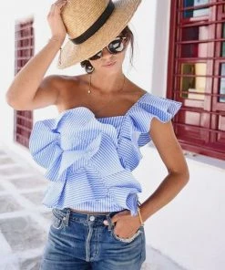 Ms. Meri Mak Michelle Ruffle Shoulder Top New Arrivals