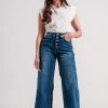 Q2 Palas Cropped Wide Leg Denim Jeans With Exposed Buttons New Arrivals