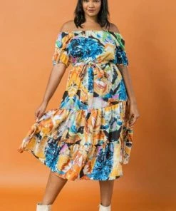 Ms. Meri Mak New Arrivals Aceline Plus Size Artful Midi Dress