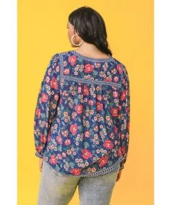 Ms. Meri Mak Cais Plus Size Floral Smock Top