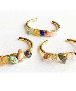 Hand-Made Accessories Crystal Cuff- Gem Stone Bracelet - By Etymology Jewelry