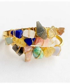 Hand-Made Accessories Crystal Cuff- Gem Stone Bracelet - By Etymology Jewelry