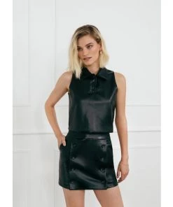 Hilary MacMillan Carvel Leather Sleeveless Polo New Arrivals