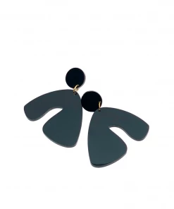 Handmade By Tarja Ellaine Mirror-Black Arch Earrings