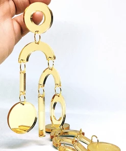 Ms.Meri Mak Hand-Made Accessories Estelle Gold-Mirror Geometric Mobile Earrings