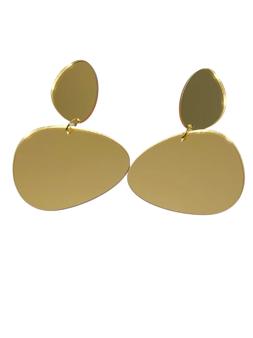 Ms. Meri Mak Estela Gold-Mirror Pebbles Earrings Hand-Made Accessories