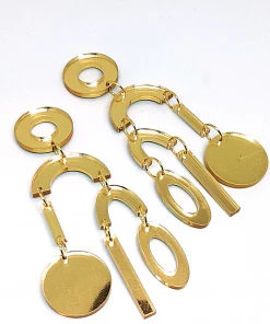 Ms.Meri Mak Hand-Made Accessories Estelle Gold-Mirror Geometric Mobile Earrings