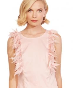 Eva Franco Camillo Pink Feather Top