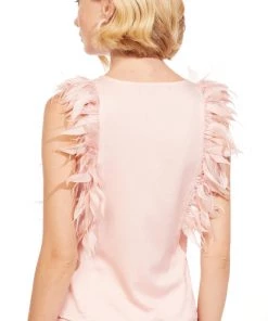 Eva Franco Camillo Pink Feather Top
