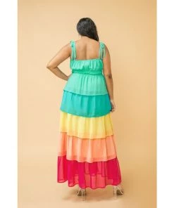 Ms. Meri Mak Alezae Plus Rainbow Tier Maxi Dress New Arrivals