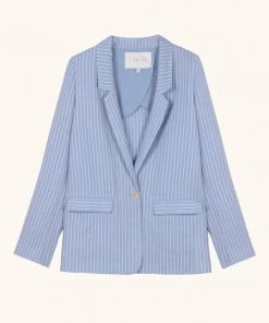 Ms.Meri Mak New Arrivals Lova Blue Pinstripe Blazer