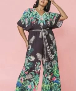 Ms. Meri Mak New Arrivals Mabon Plus Size Floral Jumpsuit