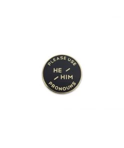 Gamut She / Her || They/Them Enamel Pronoun Pin: Black & Gold -Small Hand-Made Accessories