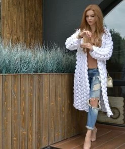 Ms. Meri Mak Jolie Knit Cardigan - White